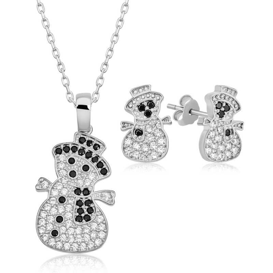 Silver Snowman Set