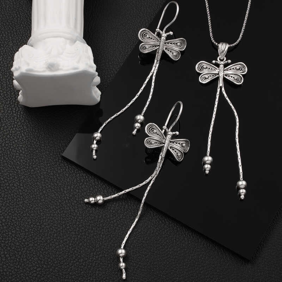 Silver Filigree Dragonfly Set