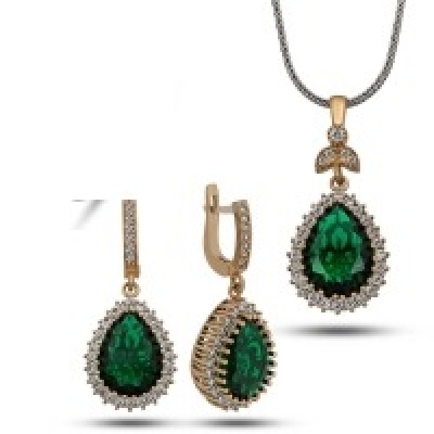 Silver Emerald Stone Hurrem Women’s Set