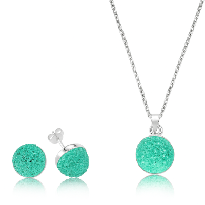 Silver Green Crystal Stone Women’s Set