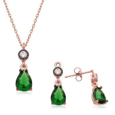 Silver Green Drop Stone Women’s Set