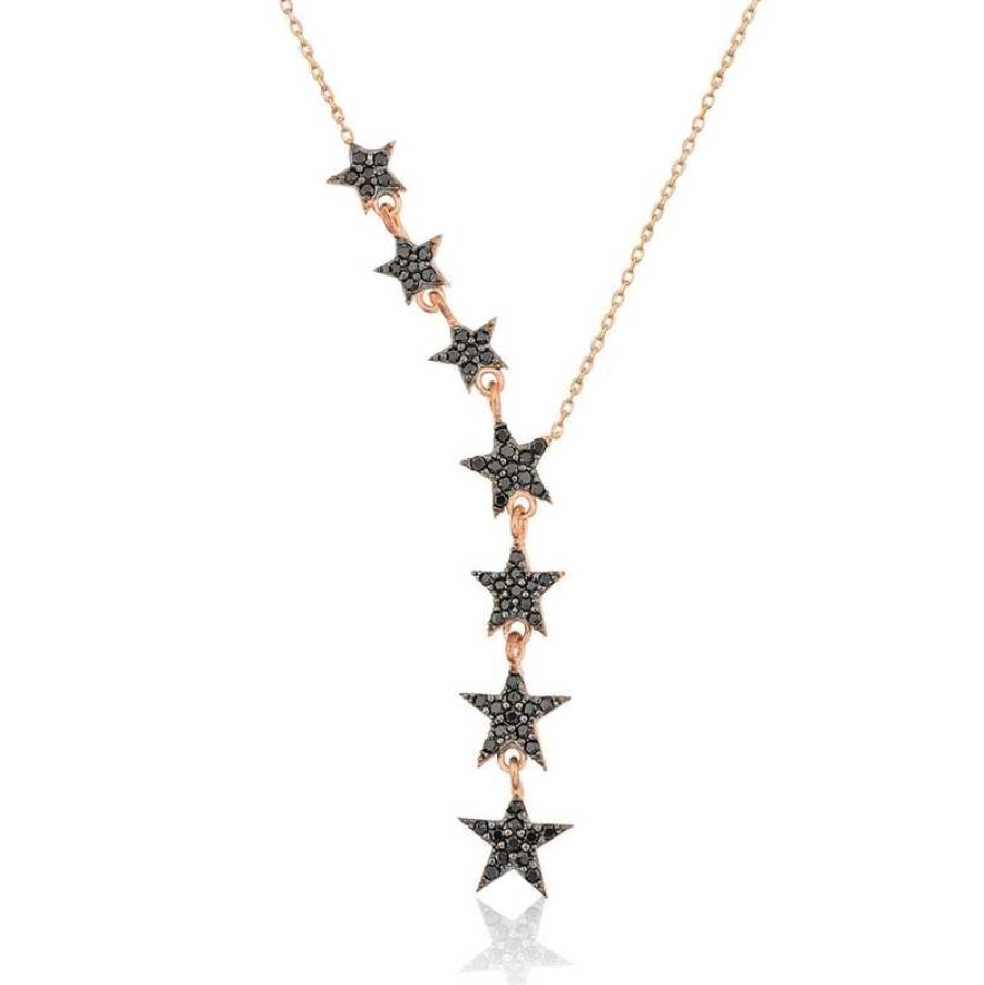 Silver Black Shooting Stars Women's Necklace