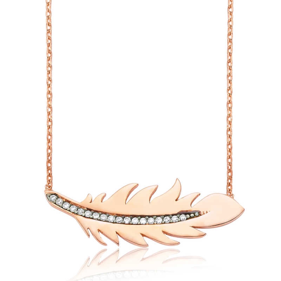 Silver 925 Bird Feather Necklace for Women