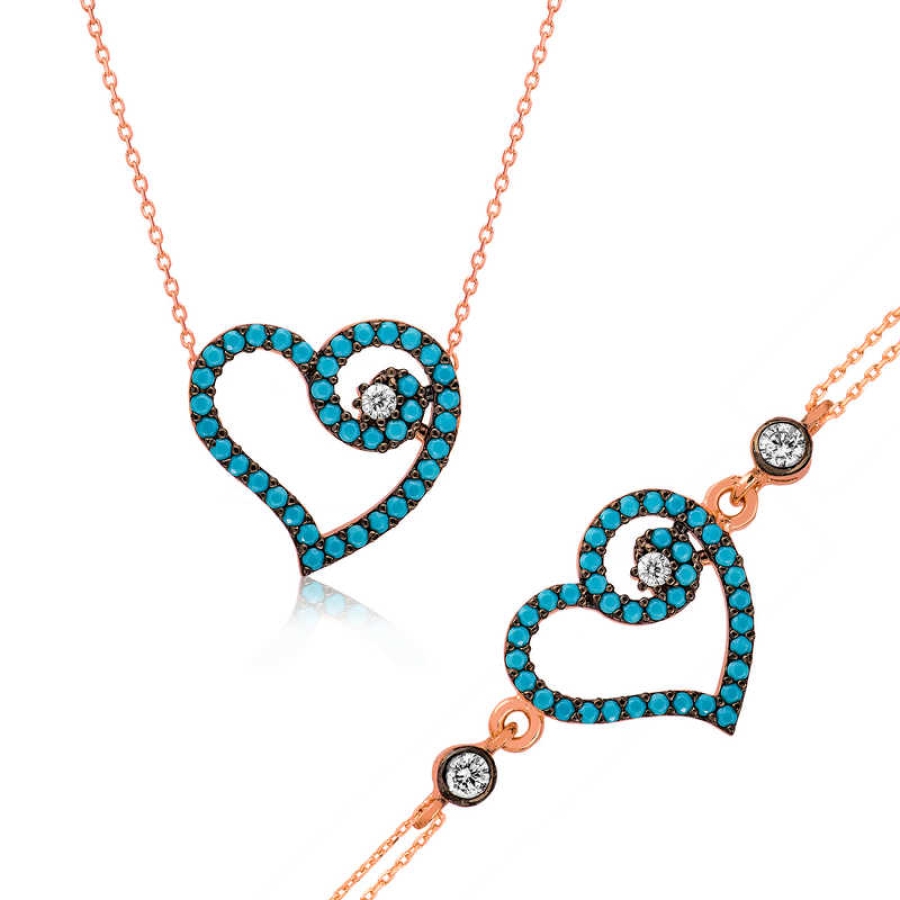 Silver Blue Heart Women’s Set