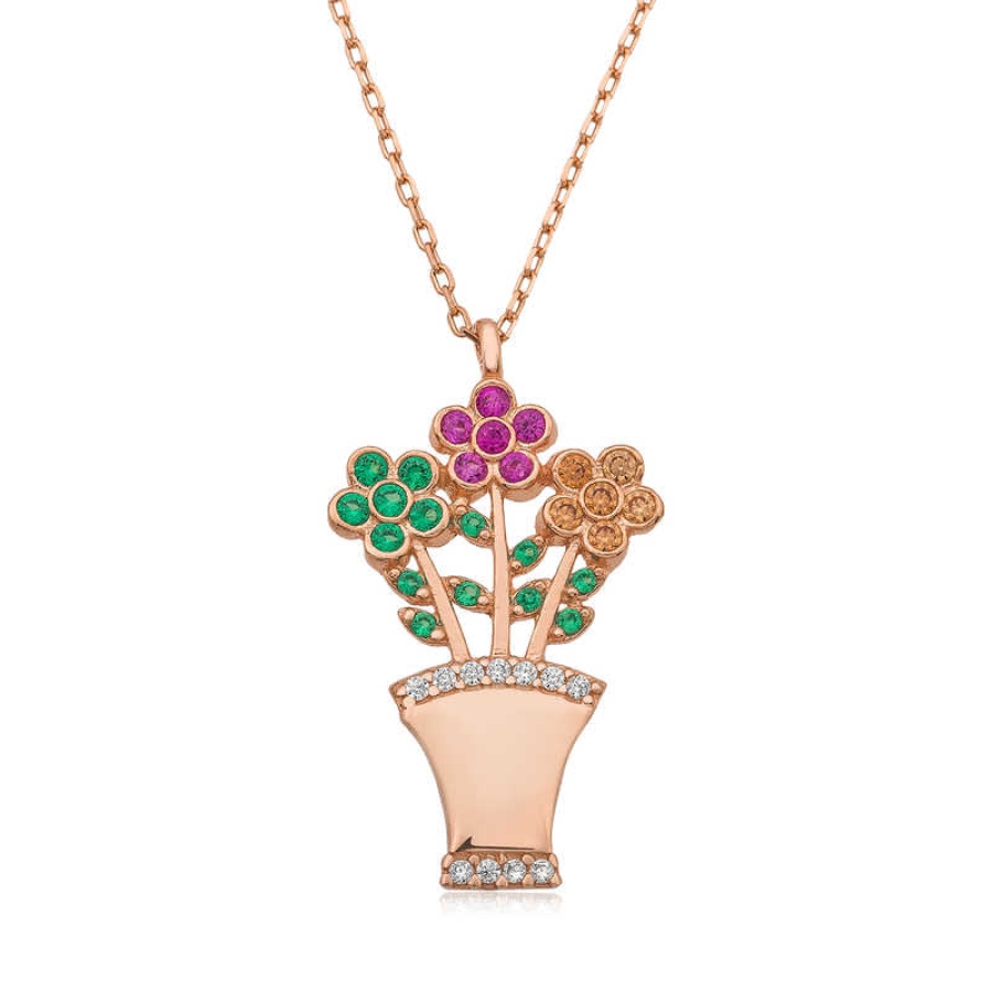 Silver Flower Bouquet Women’s Necklace