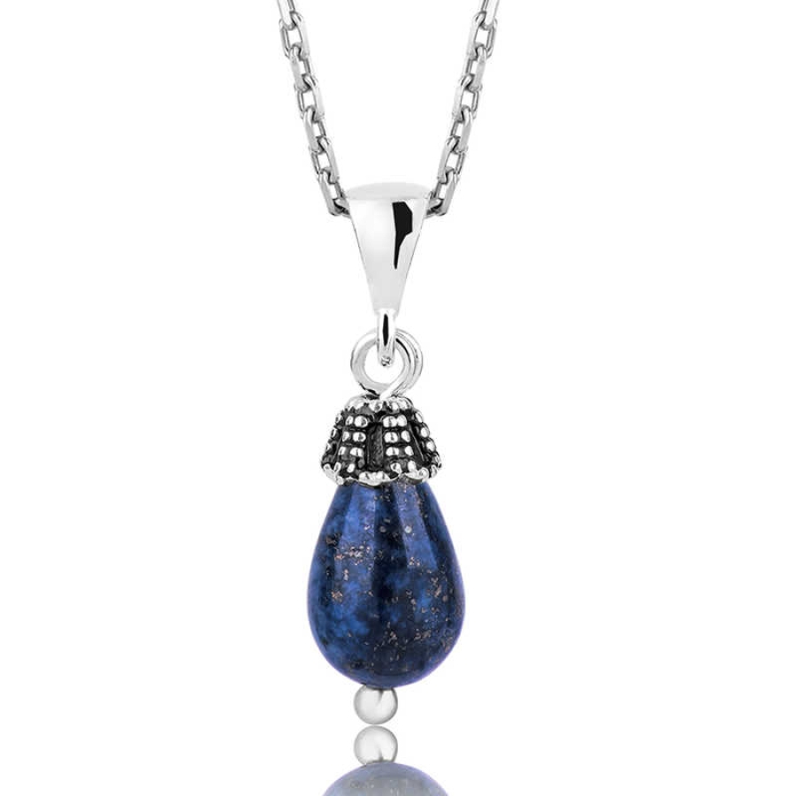 Silver Lapis Natural Stone Women’s Necklace