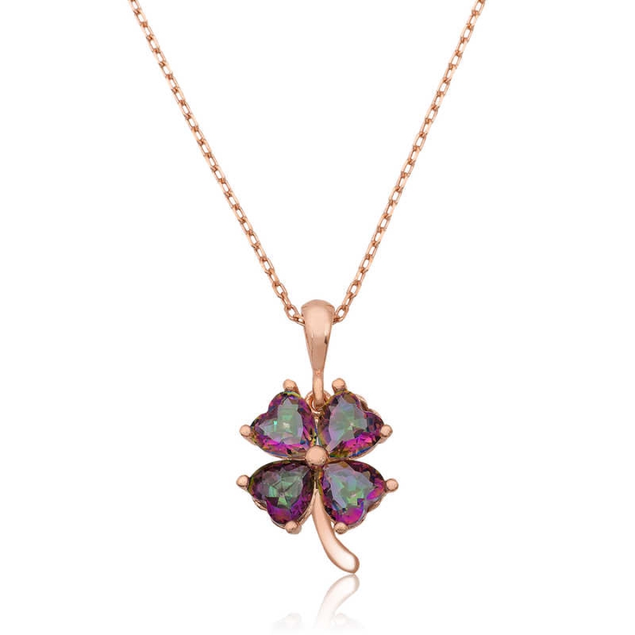 Silver Mystic Topaz Clover Necklace