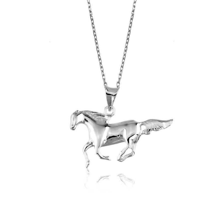 Silver Running Horse Necklace