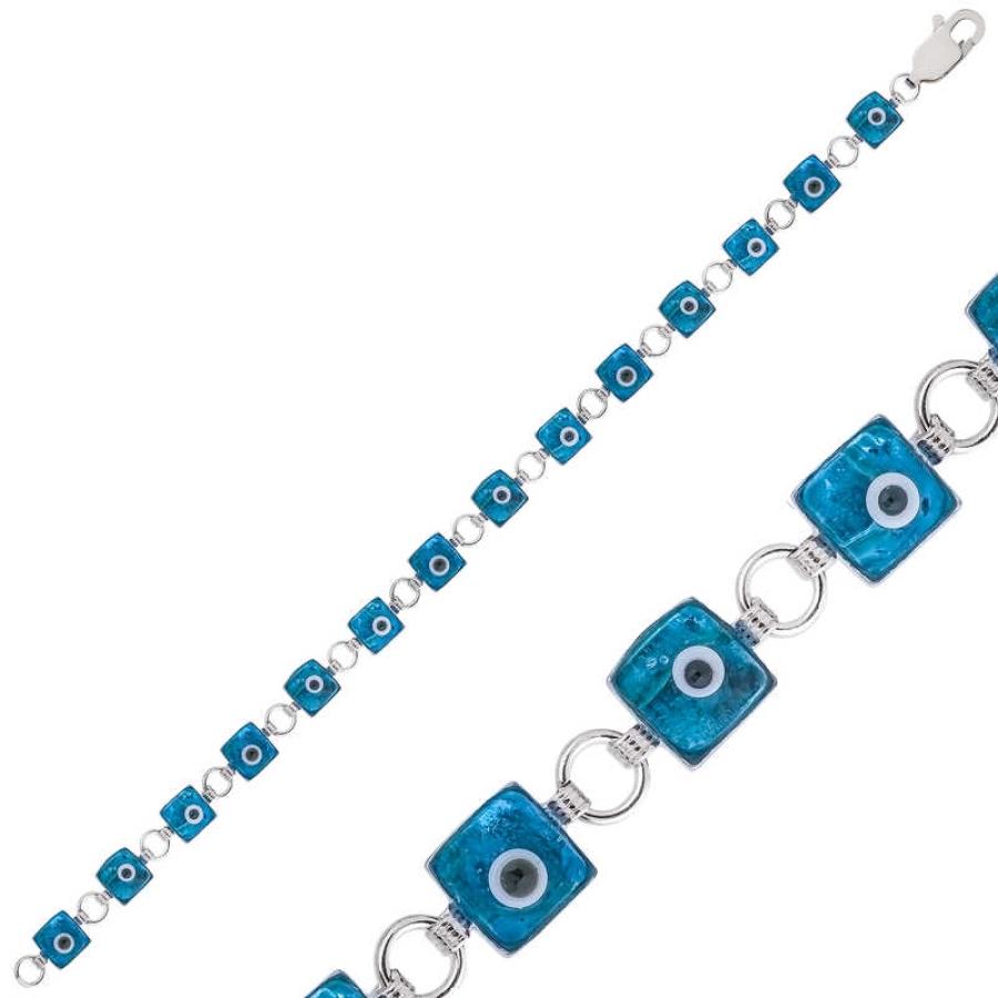 Silver Square Evil Eye Women’s Bracelet