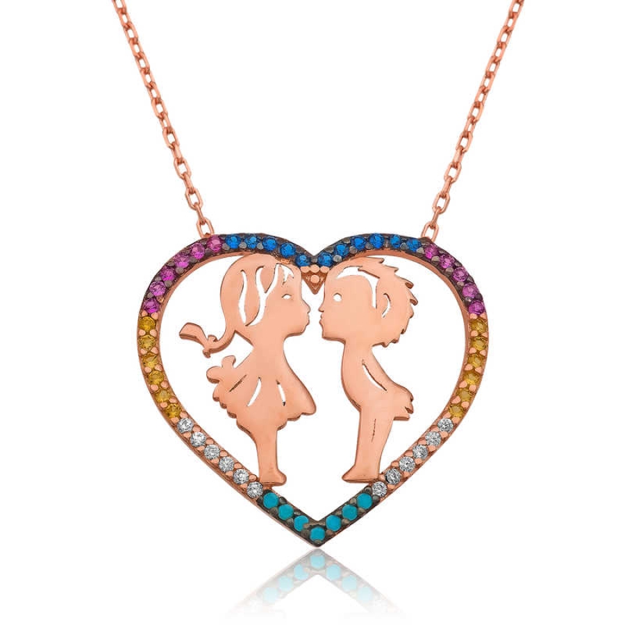 Silver Two Lovers Heart Women’s Necklace