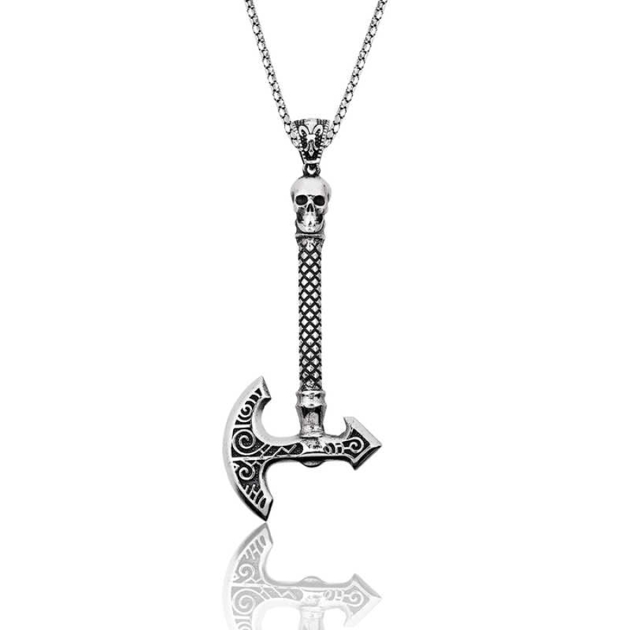 Sterling Silver 925 Axe Men's  Necklace