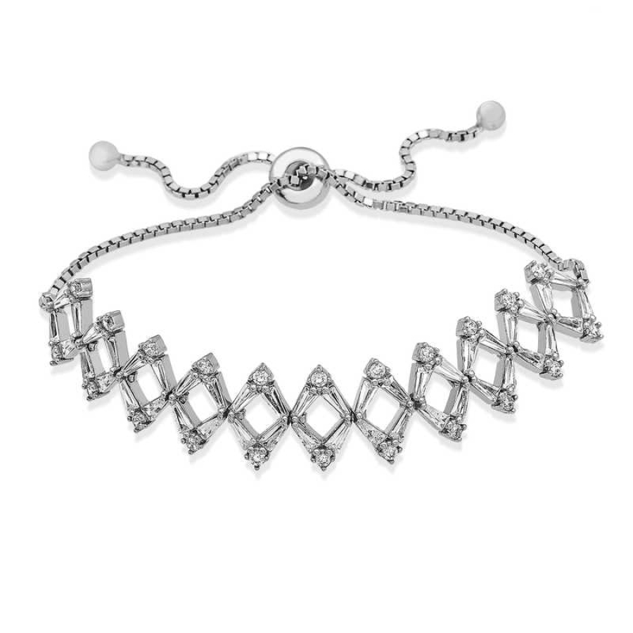 Silver Elevator Baguette Stone  Bracelet