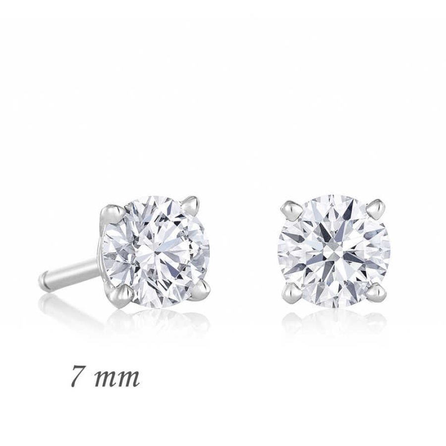 Silver Round Solitaire Zircon Earrings 