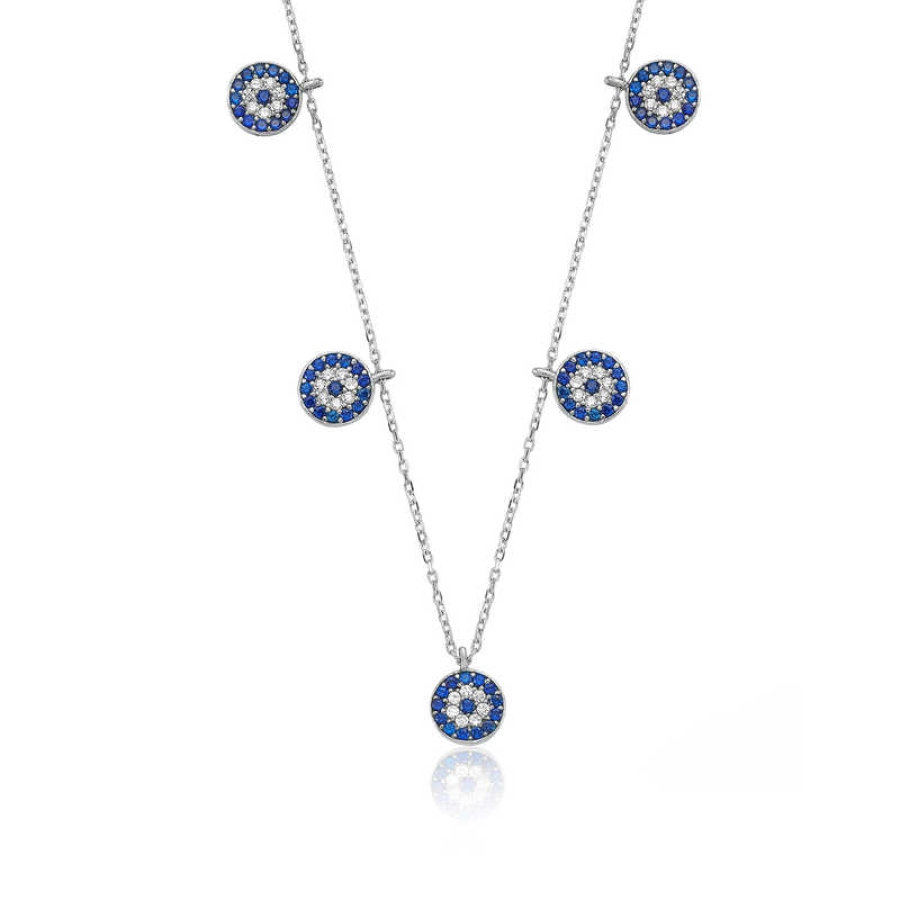 Sterling Silver 925 Evil Eye Necklace for Women