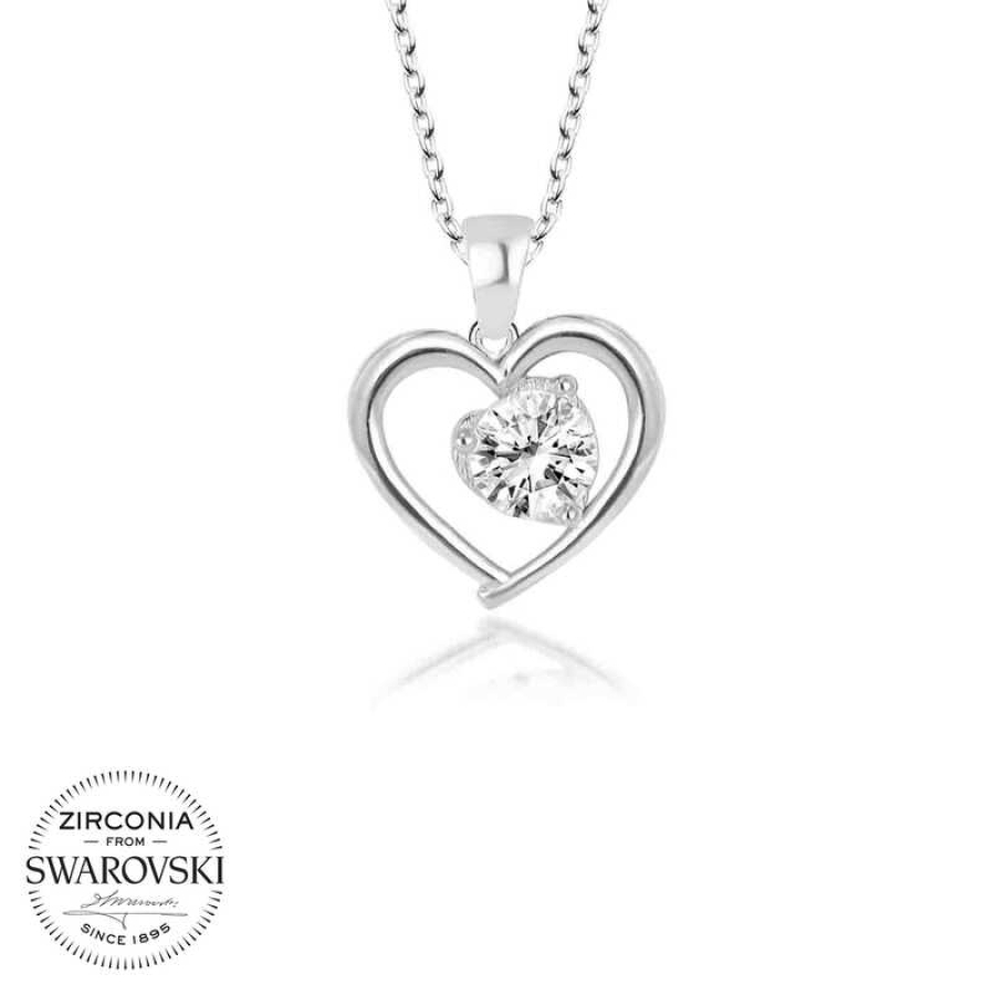 Swarovski Stone Silver Heart Women’s Necklace