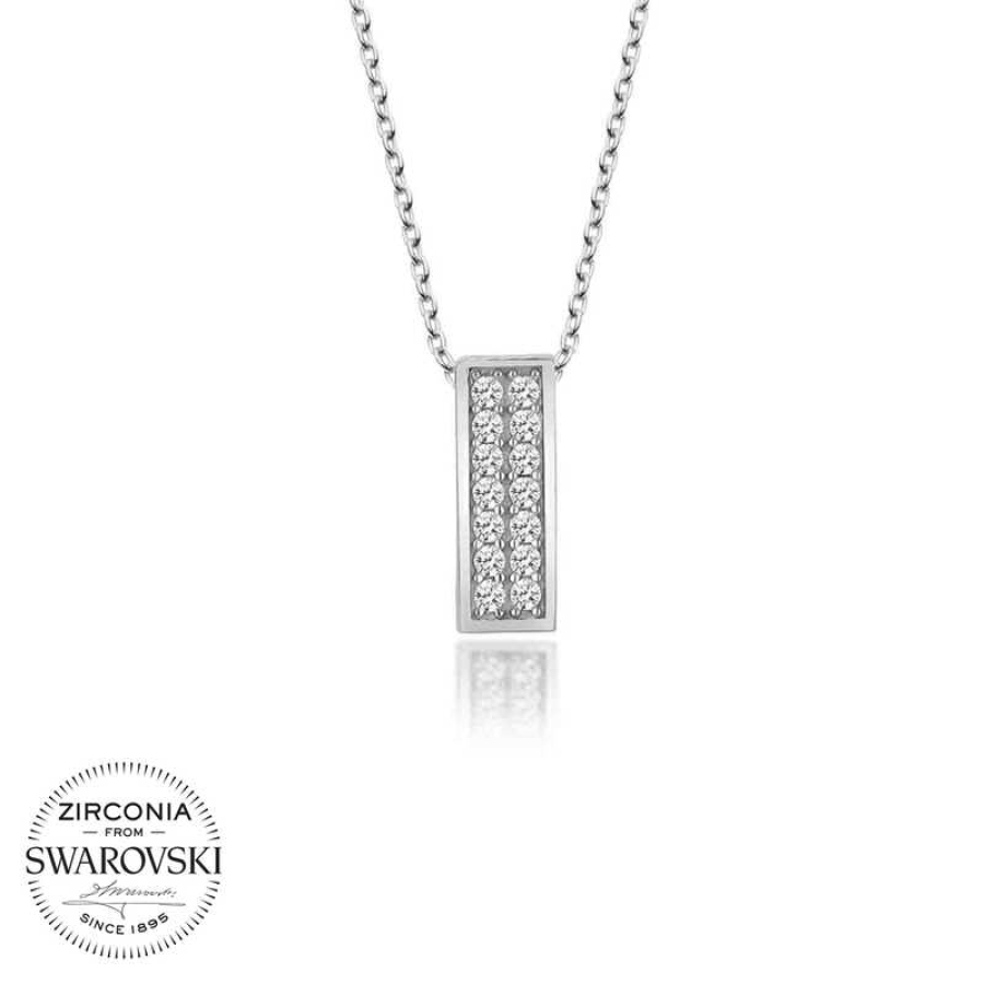 Swarovski Zirconia Silver Row Stone Women’s Necklace